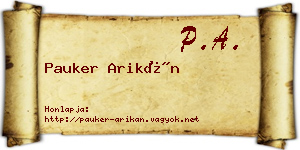 Pauker Arikán névjegykártya